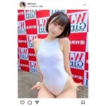 まるで牡蠣の妖精！？純白競泳水着姿が、